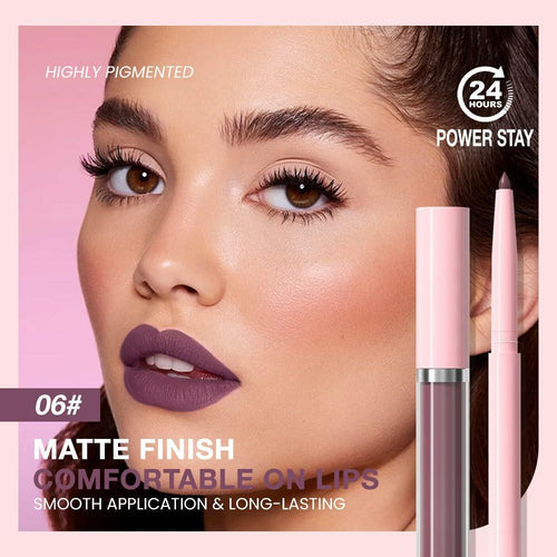 BestBy08/27 evpct Lip Liner Pencil & Lip Gloss Set Plum Purple 06#